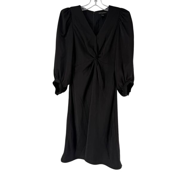 Bananna Republic Dress Black Satin 00 Petite Dramatic 3/4 Length Balloon Sleeve - Picture 1 of 7